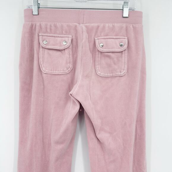 Juicy Couture Del Ray Pink Velour Flared Track Pants Y2K Icon Womens Size XS - Picture 9 of 11